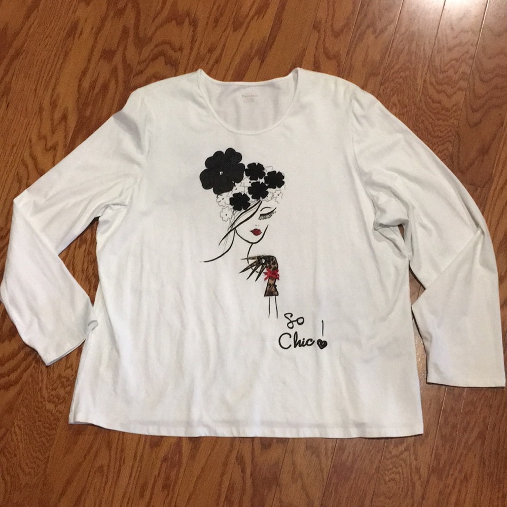 TanJay XL L/S Embellished Blouse Tee